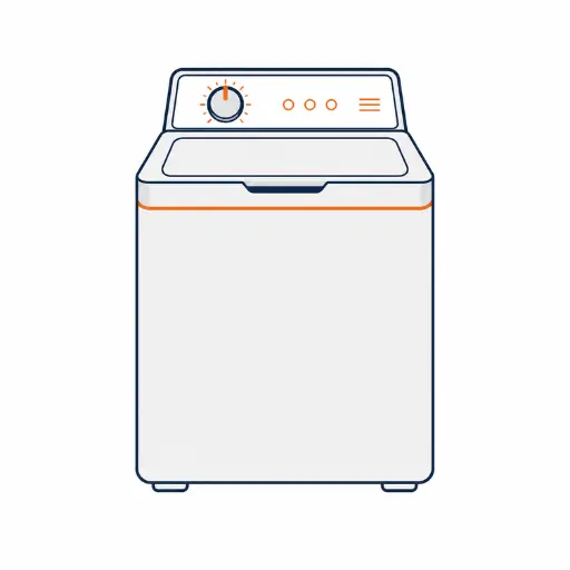 Minimal flat vector icon of a Speed Queen top-load washing machine representing professional washing machine repair, appliance maintenance, and residential washer repair services in Missoula, Montana.
